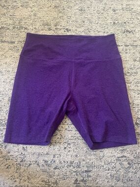 Beyond Yoga Heathered Purple Biking Shorts